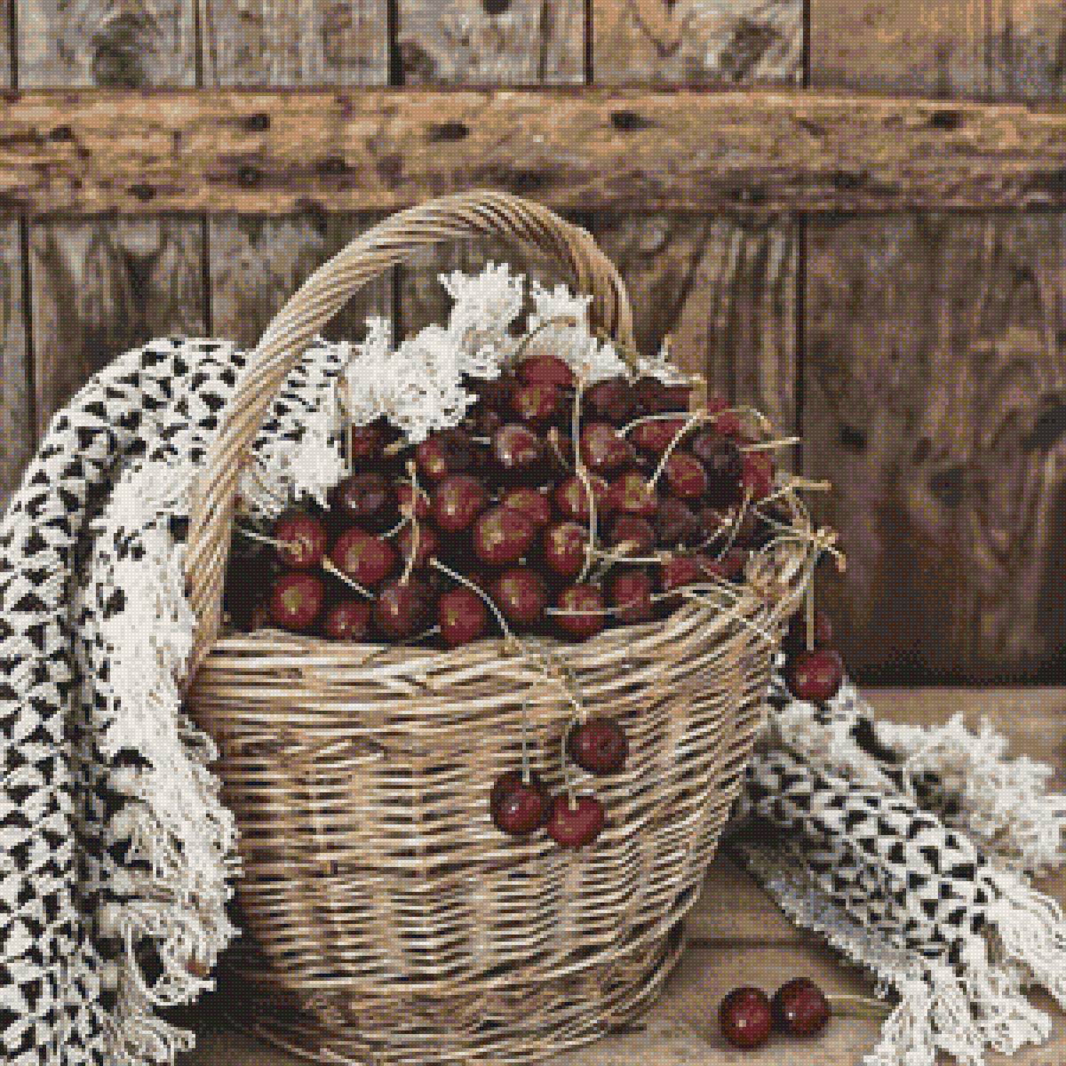 Черешня - черешня, корзина, натюрморт, вишня, ягоды - предпросмотр