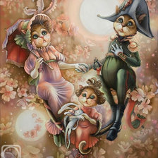 Схема вышивки «Коты семейка»