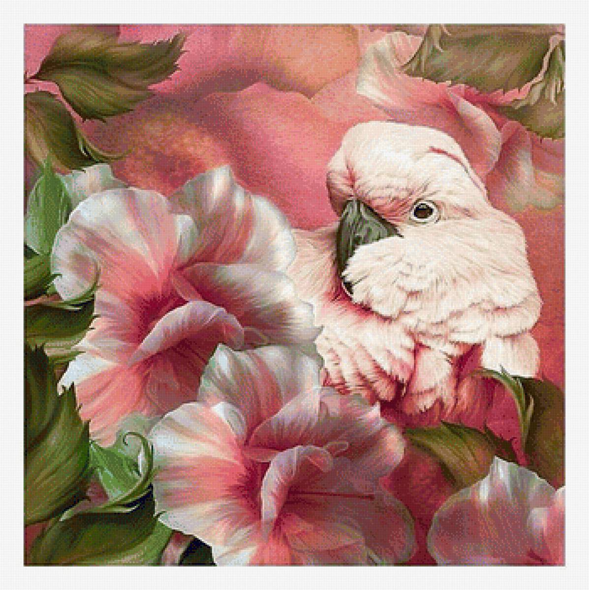 ЦВЕТЫ C ПТИЦОЙ - природа, by carol cavalaris, цветы c птицой - предпросмотр