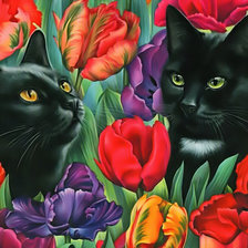 Схема вышивки «Черные котики»