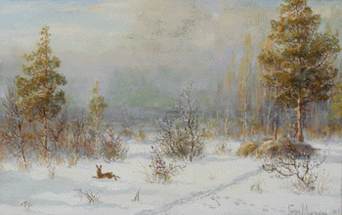 В ЗИМНЕМ ЛЕСУ - by muroviov vladimir leonidovich (russian, 1861-1940 ), пейзаж - предпросмотр