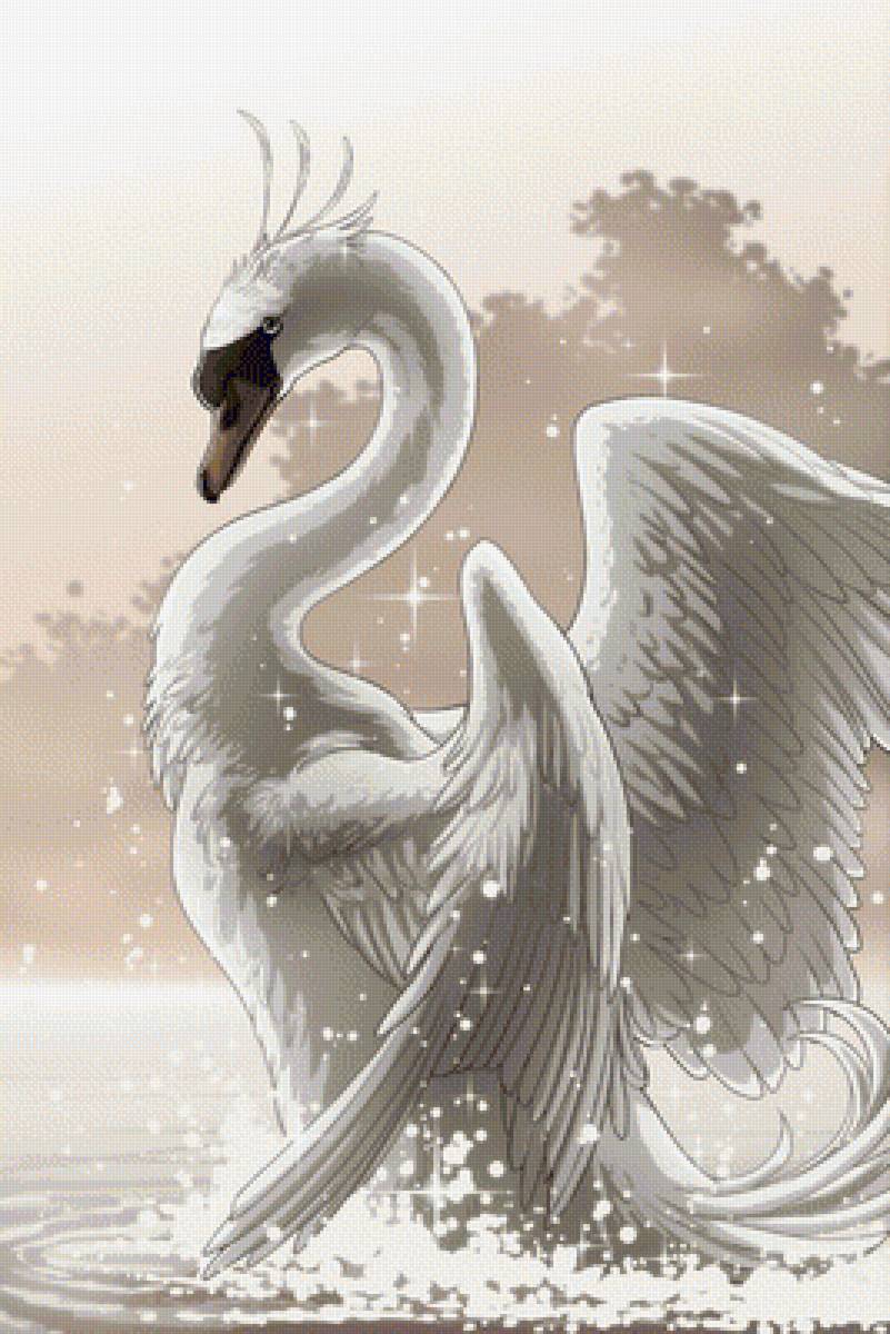 Лебедь - лебедь, рисунок, птица - предпросмотр