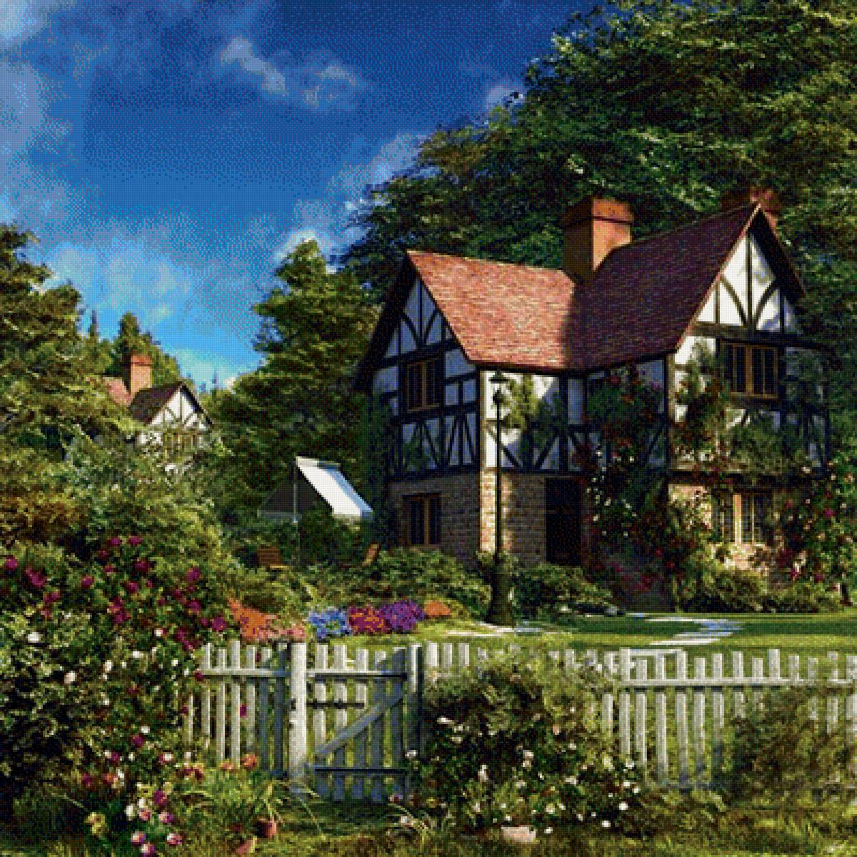 Домик - домик, природа, пейзаж, лето, дом, цветы - предпросмотр