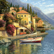 Схема вышивки «Village by the Mountains and the Sea.»