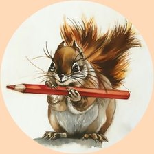 Схема вышивки «Белка с карандашом»