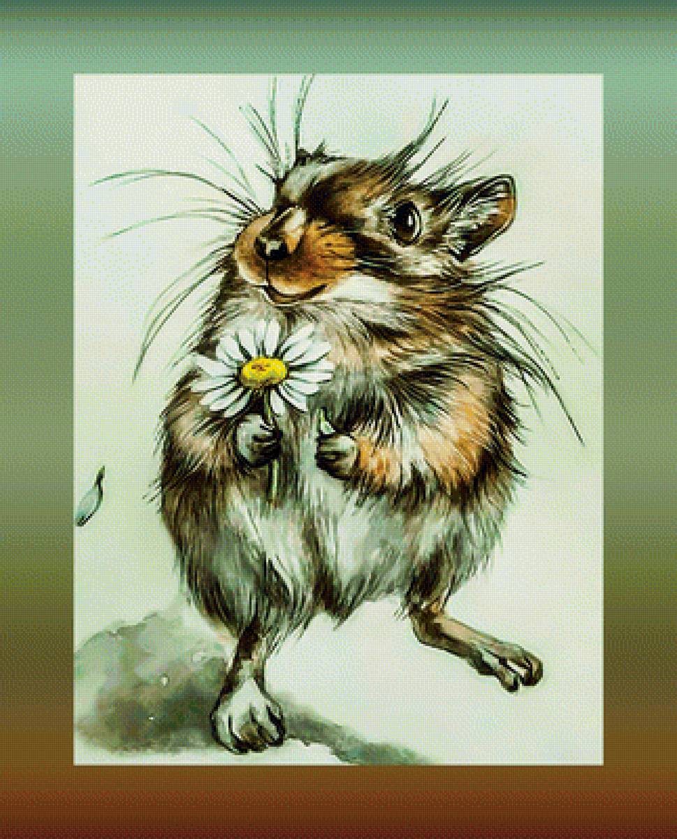 Мышонок с ромашкой - мышонок с ромашкой - предпросмотр
