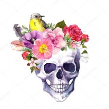 Схема вышивки «Череп с цветами»