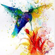 Схема вышивки «Колибри с цветком»