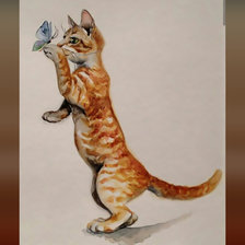 Схема вышивки «Кот и бабочка»