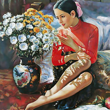 Девушка  с букетом2