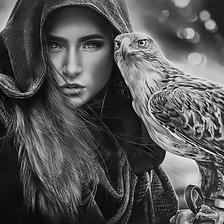 Схема вышивки «Девушка и сокол»