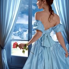 Схема вышивки «Девушка в голубом»