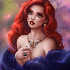 Схема вышивки «Девушка в мехах»