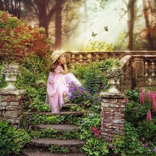 Схема вышивки «Девочка в саду»