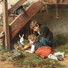 Схема вышивки «Кормление во второй половине дня.»