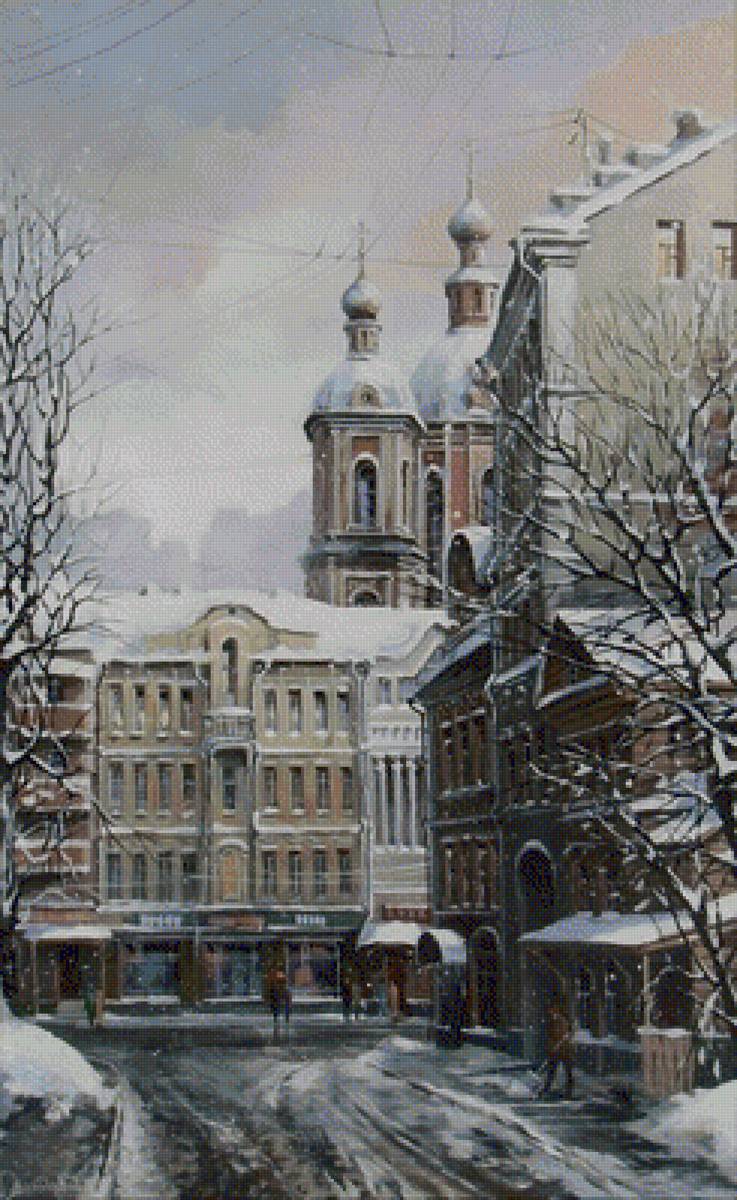 Zamoskvorechye, Moscow. - aleksandr starodubov painter.snowscape.cityscapes.people. - предпросмотр
