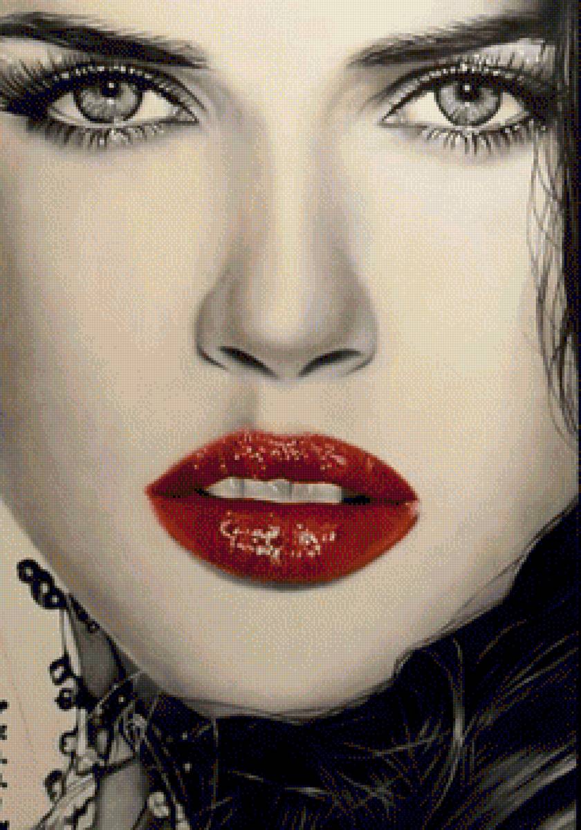 Девушка - девушка с красной помадой - предпросмотр