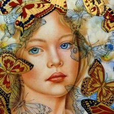 Схема вышивки «Девочка и бабочки»