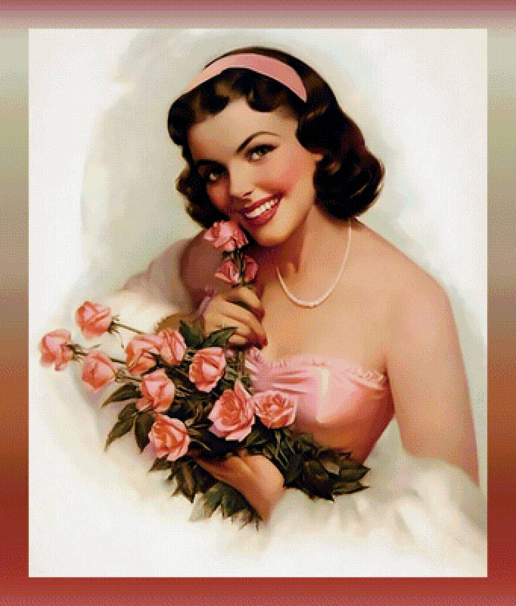 Ретро портрет - девушка розы ретро портрет - предпросмотр