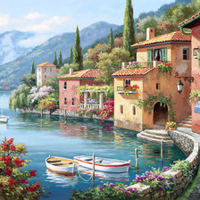 Схема вышивки «город у моря»