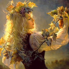 Схема вышивки «Девушка и виноградная лоза»