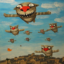 Схема вышивки «Коты полетели»