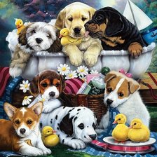 Схема вышивки «Щенята»