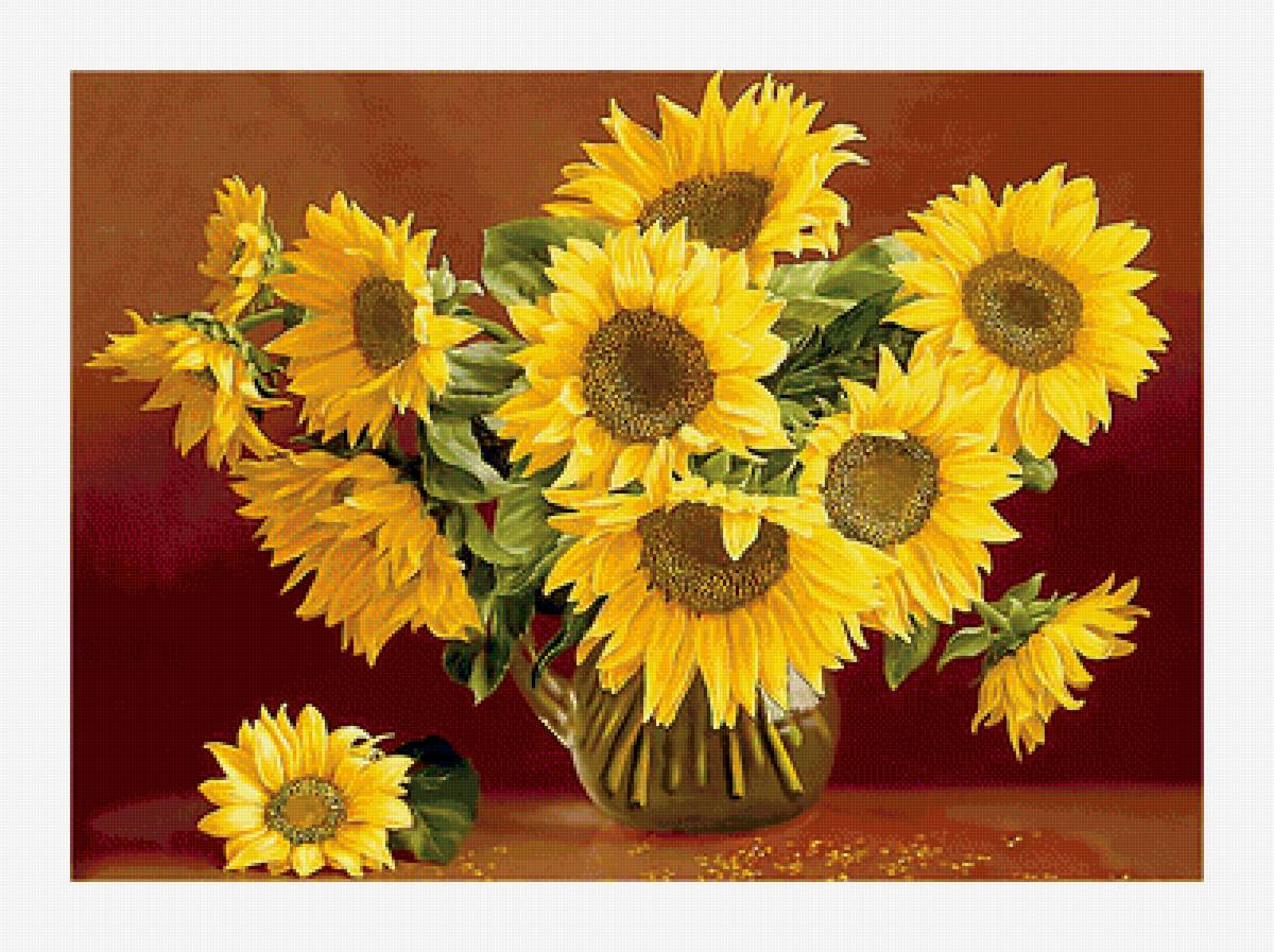 серия "Букет". Подсолнухи - подсолнухи, флора, цветы, букет - предпросмотр