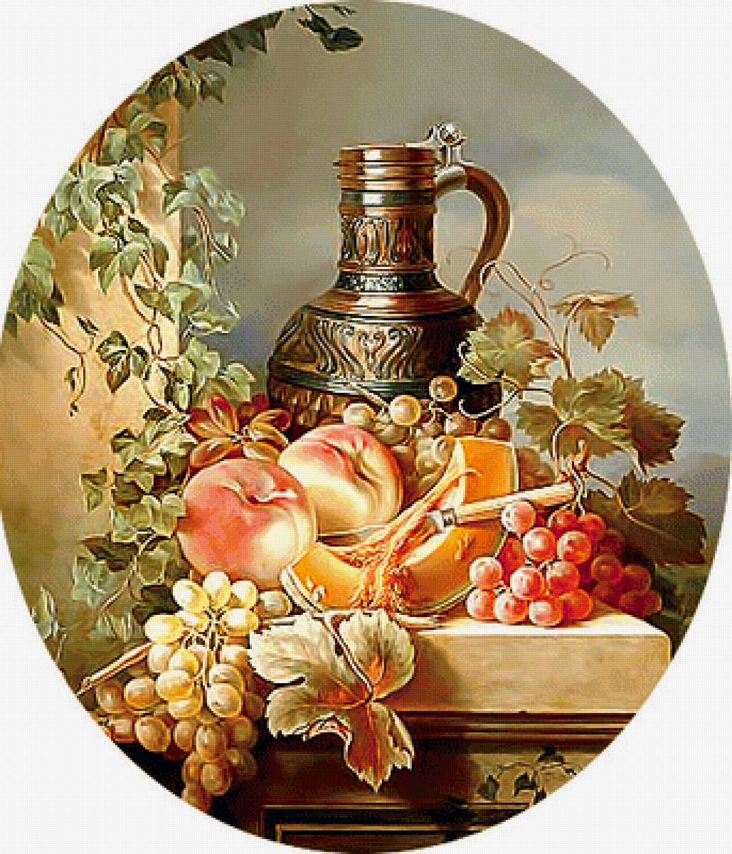 Серия "Натюрморты". - фрукты, виноград, вино, натюрморт - предпросмотр