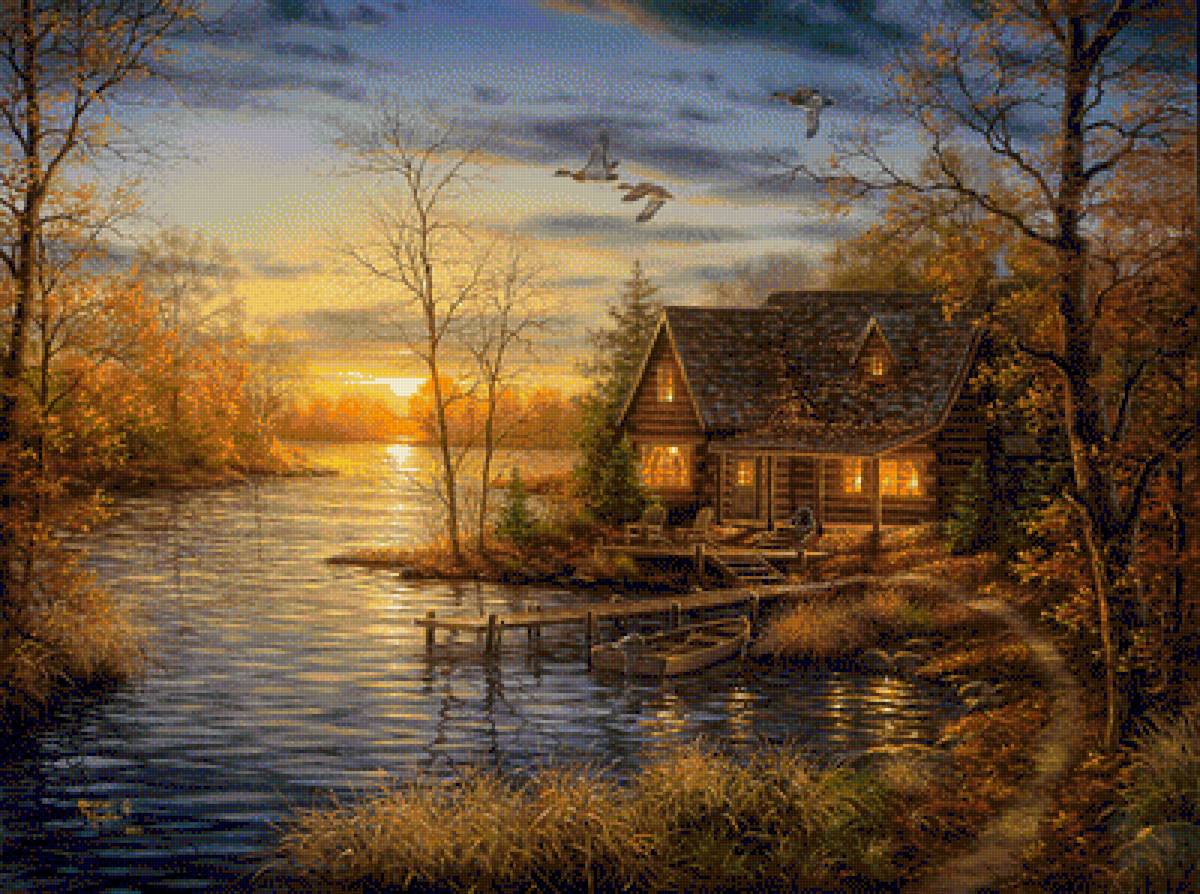 Autumn Glow. - abraham hunter paintings. landscape. - предпросмотр