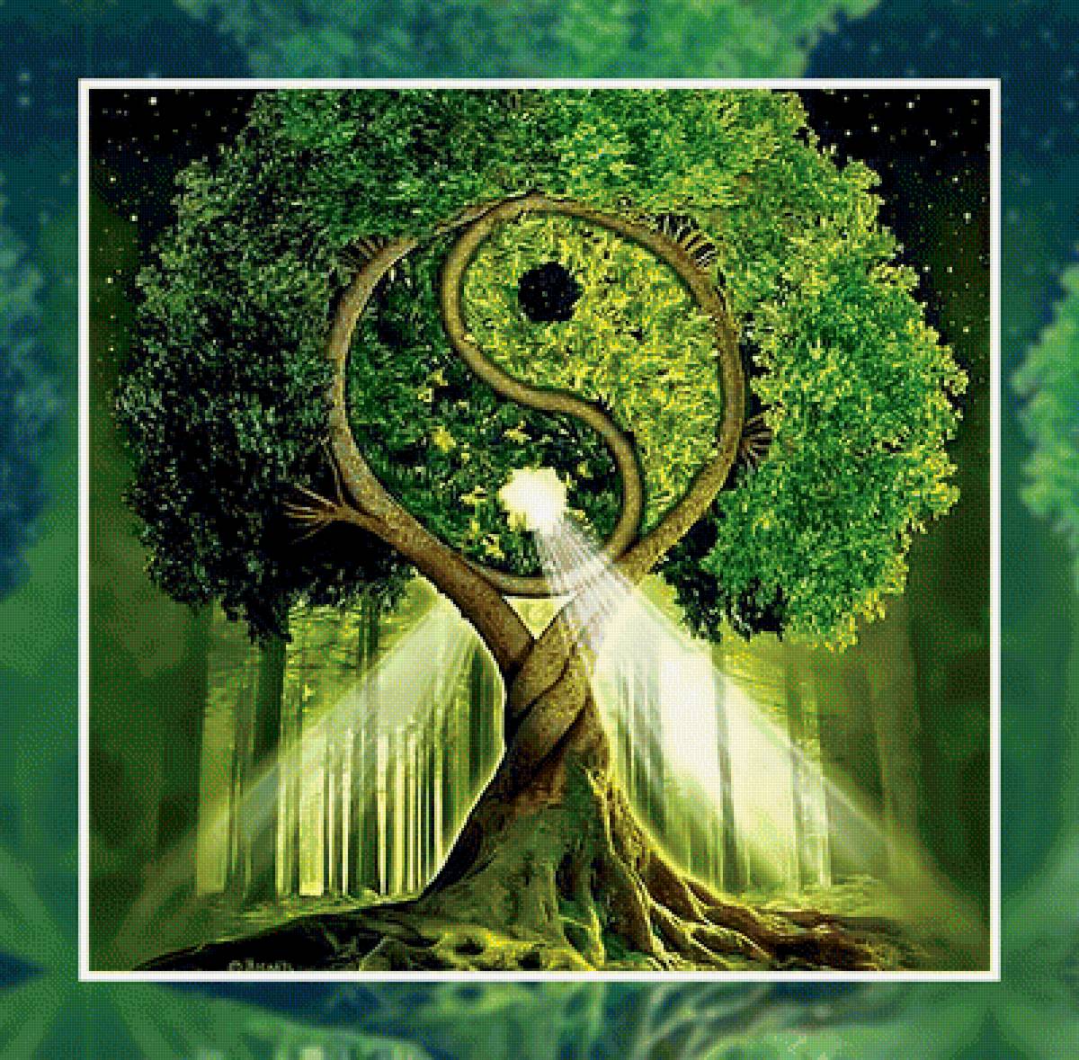 Инь - Янь - зеленое дерево - предпросмотр