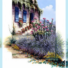 Схема вышивки «Домик в цветах»