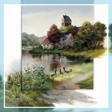 Схема вышивки «Домик у озера»