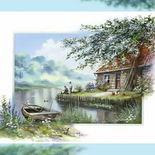 Схема вышивки «Домик у воды»