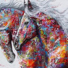 Схема вышивки «Радужные лошадки»