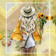 Схема вышивки «Девушка с подсолнухами»