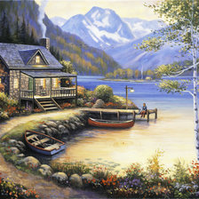 Схема вышивки «Fishing At The Lake.»