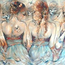 Схема вышивки «девуши и бабочки»