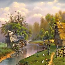 Схема вышивки «ДОМИК У РУЧЬЯ»