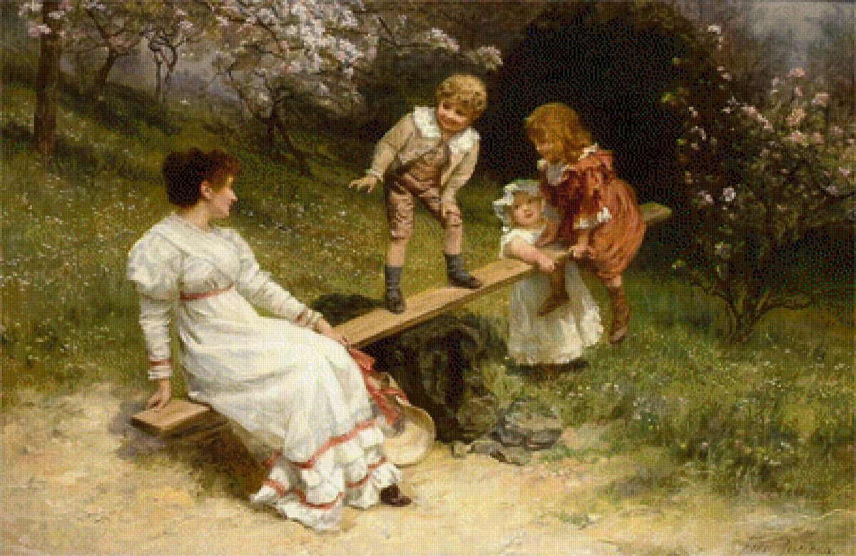 Счастливое детство - детство, няня, качели, дети, игра, фредерик морган - предпросмотр