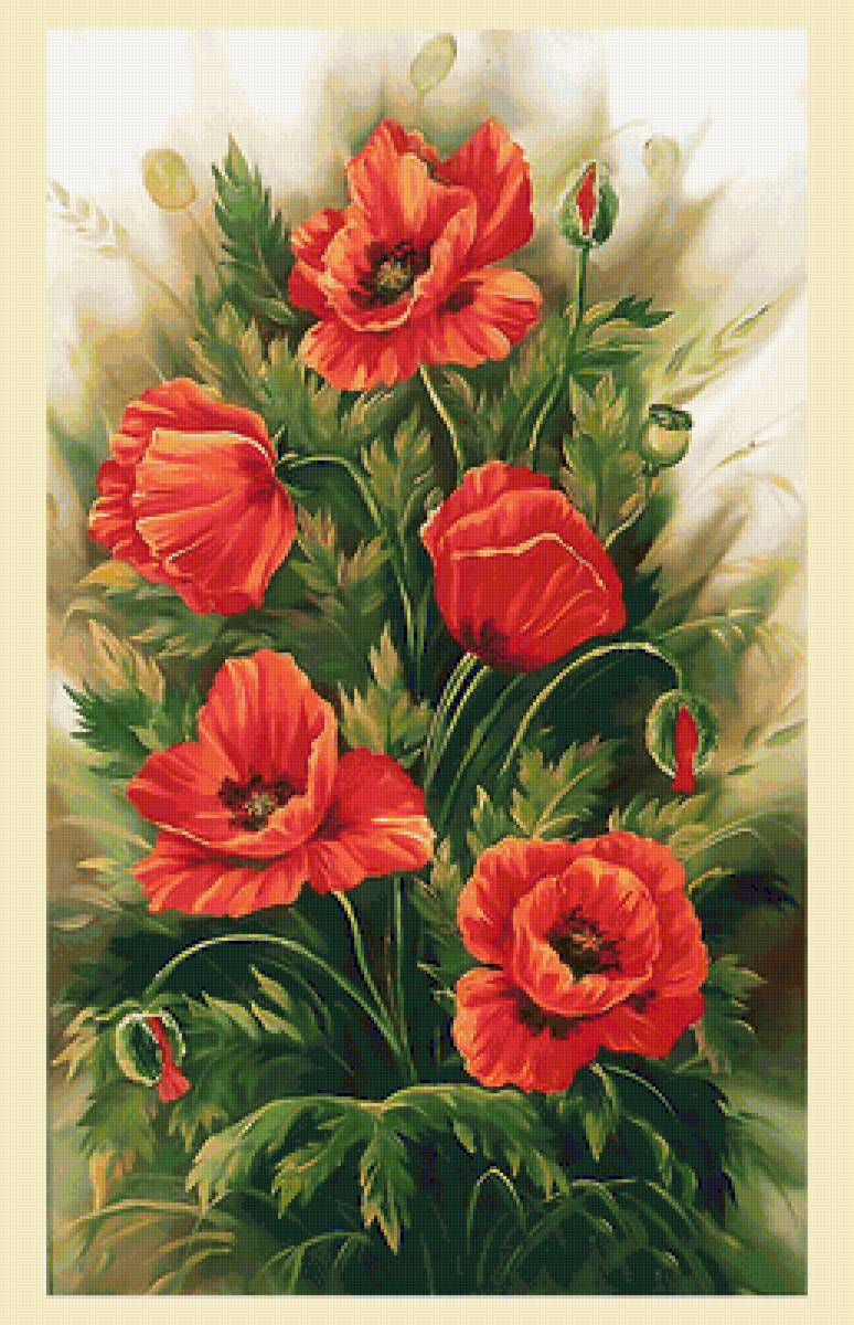 Серия "Маки". Панелька - флора, цветы, маки - предпросмотр