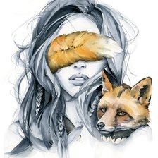 Схема вышивки «Donna con volpe»