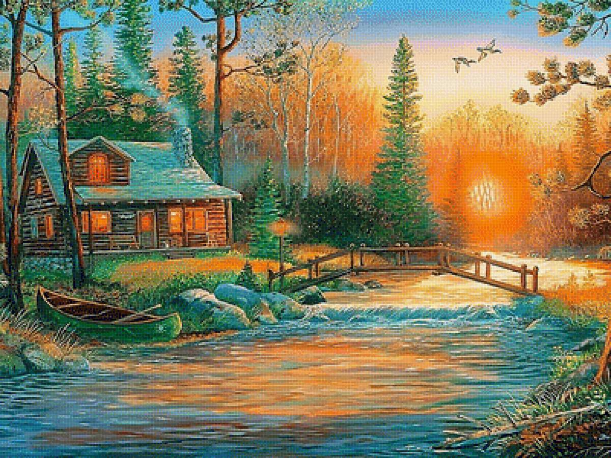 №1934971 - пейзаж, домики, цветы - предпросмотр