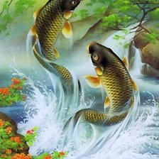 Схема вышивки «Два карпа»