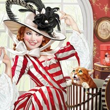 Схема вышивки «Меняю шляпку на кота»