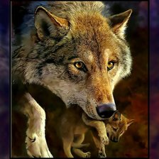 Схема вышивки «Волчица с волчонком.»