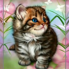 Схема вышивки «Котёнок и бабочки.»