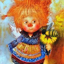 Схема вышивки «Ангелочек с пчелкой»