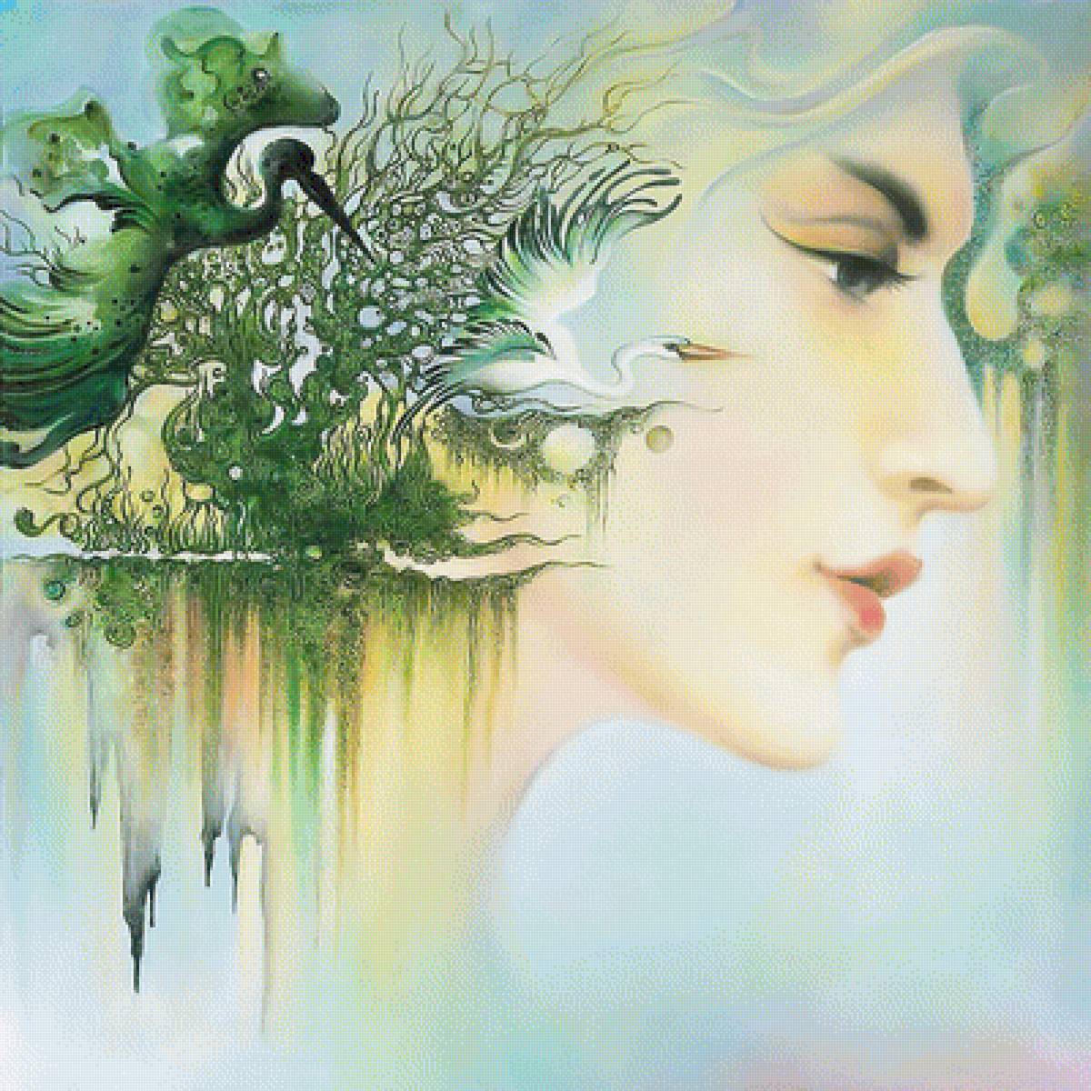 Девушка, фэнтези - птицы, фэнтези, девушка - предпросмотр