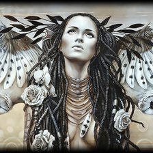 Схема вышивки «Девушка с совами.»